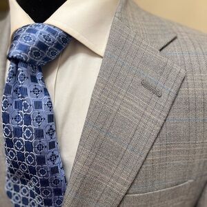 Hart Schaffner Marx Light Gray Windowpane Sport Coat Blazer Jacket Men 38R